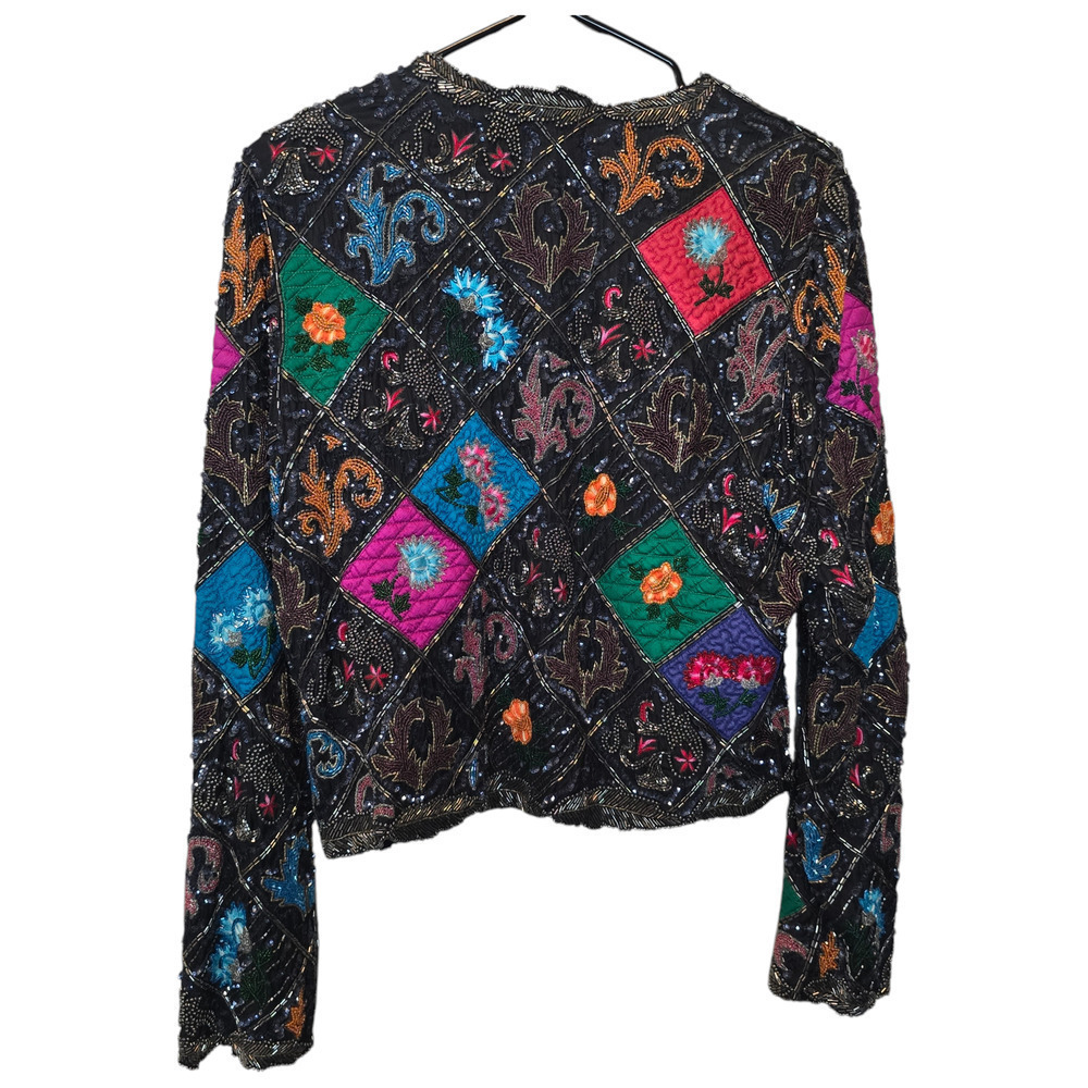 Patchwork Embroidered Jacket Bright Colorblock Qu… - image 4